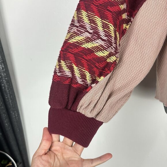 Free People Top Sz M Rainbow Dreams Thermal Knit Wide Sleeves Arizona Sands boho - Picture 8 of 16